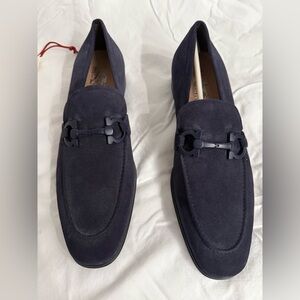 Ferragamo Blue Suede Loafers. Never worn. Size 10.5 US.